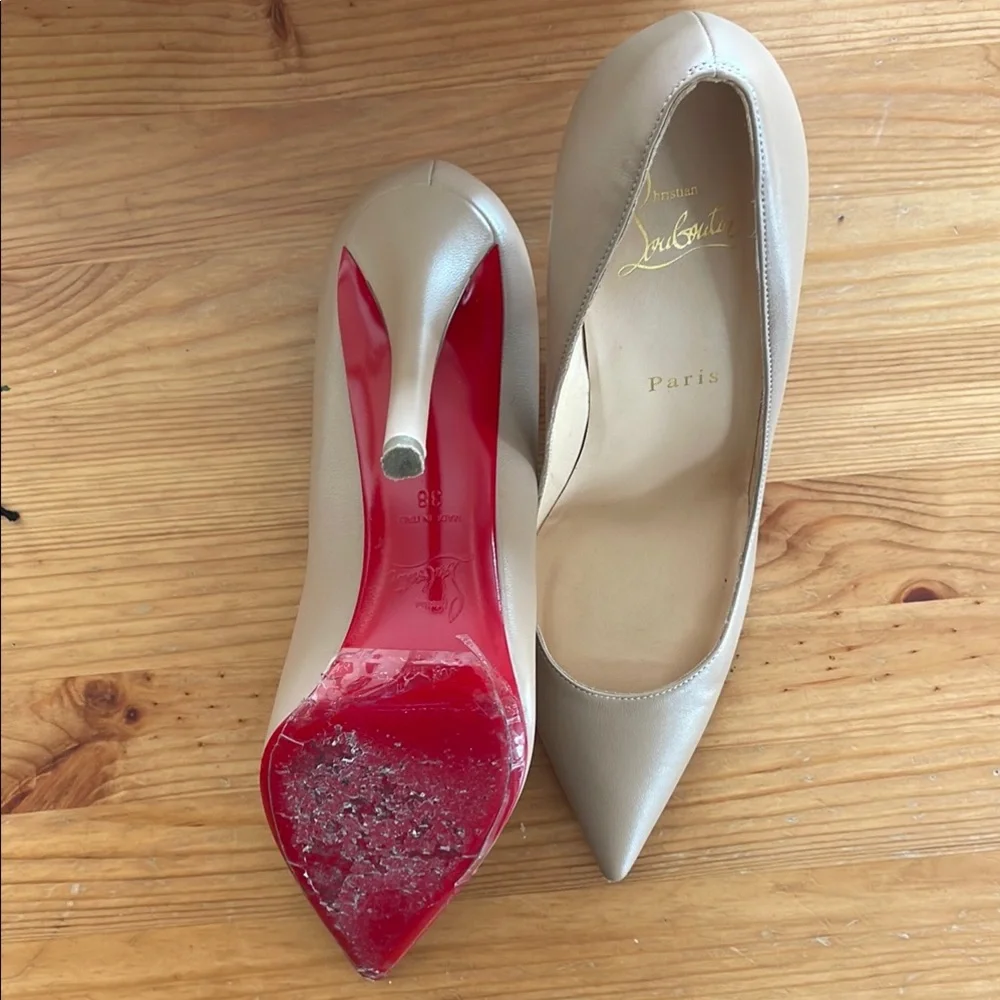 Christian Louboutin Red Bottom Beige Pumps size 38 - Picture 3 of 9